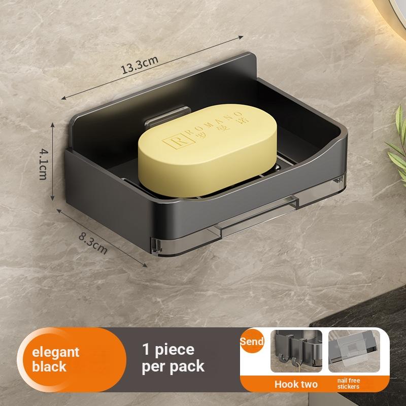 Wall-Mounted Soap Drying Rack, No-Drill Bathroom Soap Holder, Simple Design with Hook, Water-Resistant Soap Box, Home Use