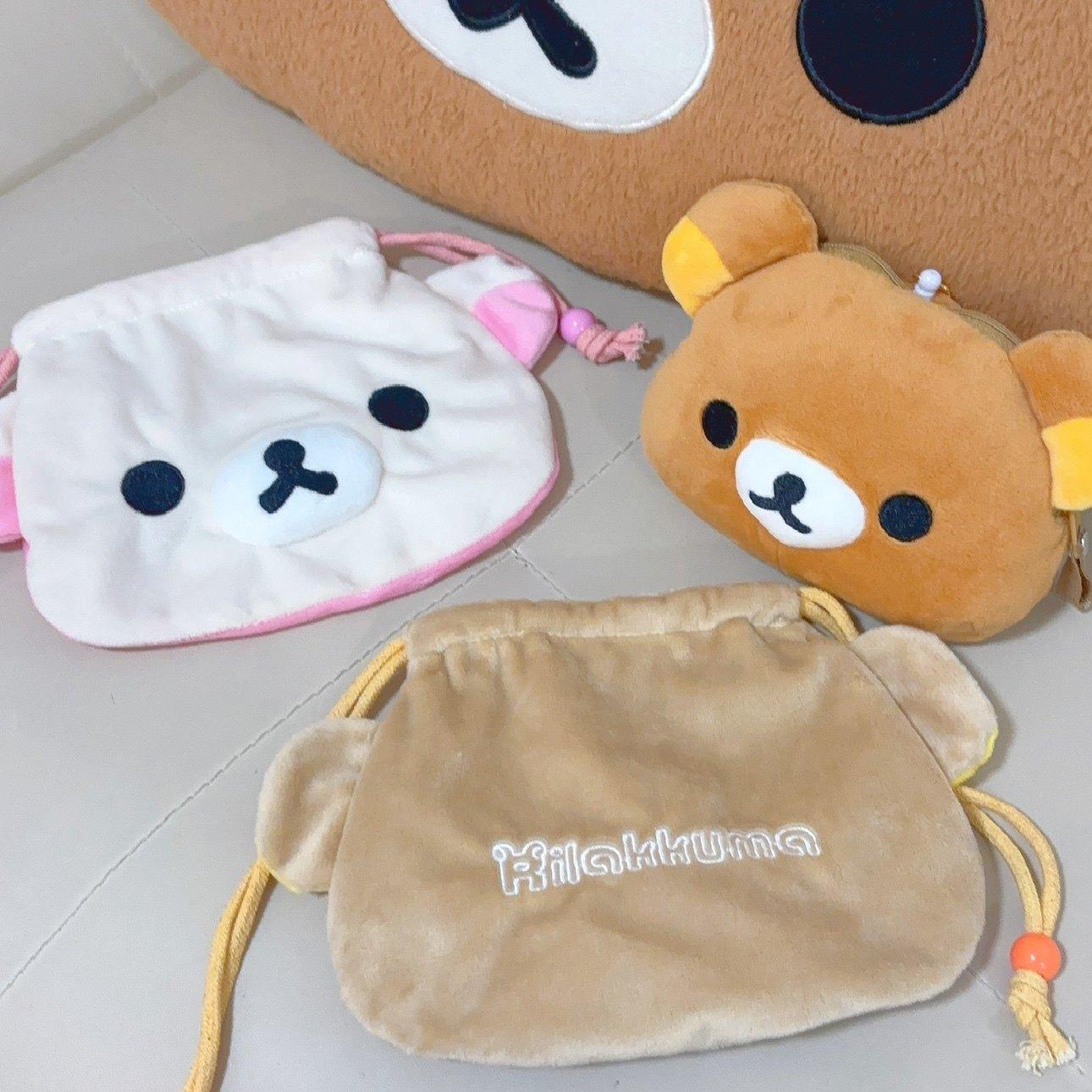 Cute and easy bear drawstring storage bag, girl cartoon handbag, portable drawstring camera bag, miscellaneous bag, makeup bag