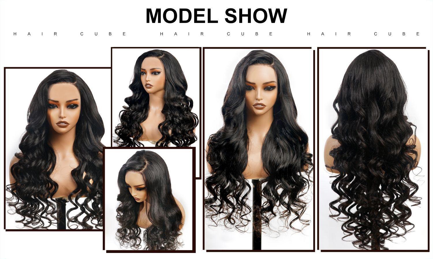 QUANDIAN Pre Cut Lace Ready Go Glueless Wig 7x5 Lace Front Wigs Human Hair Body Wave Wig 200% Density Glueless Wigs Begibber Friendly Springtok