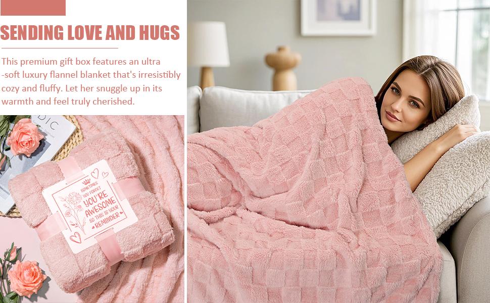 Relaxation Gifts Basket for Women, Rose Relaxing Get Well Soon Spa Gifts with Luxury Blanket, Christmas Mother's Day Birthday Anniversary Thoughtful Gifts for Mom Wife Girlfriend Friend Sister Grandma Teacher Nurse Her