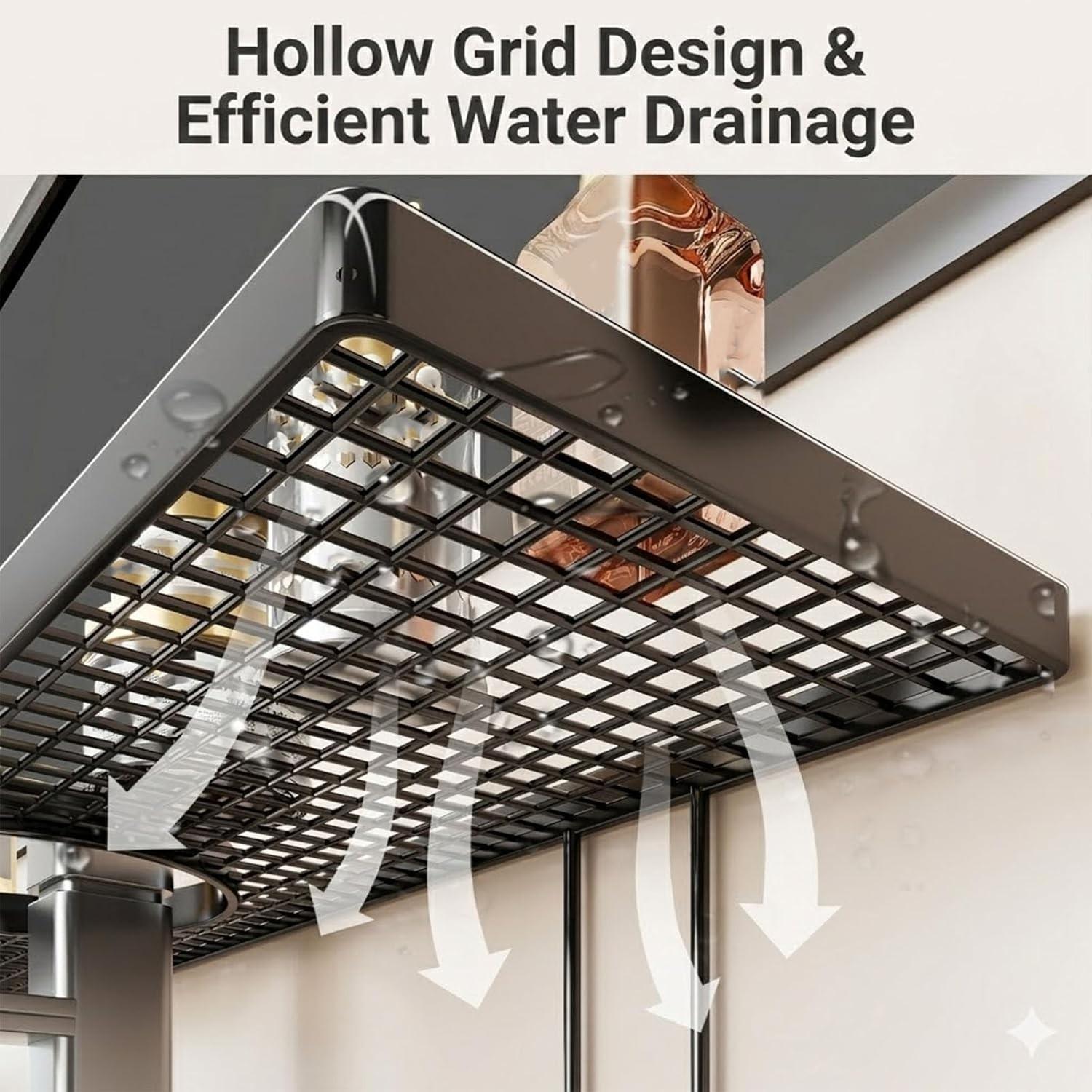 Over the Sink Shelf No Drill No Glue, Over The Sink Shelf Bathroom Organizer, No Drill Behind The Faucet Sink Organizer with U-Shaped Design, Space Saving Smart Sink Organizer Rack