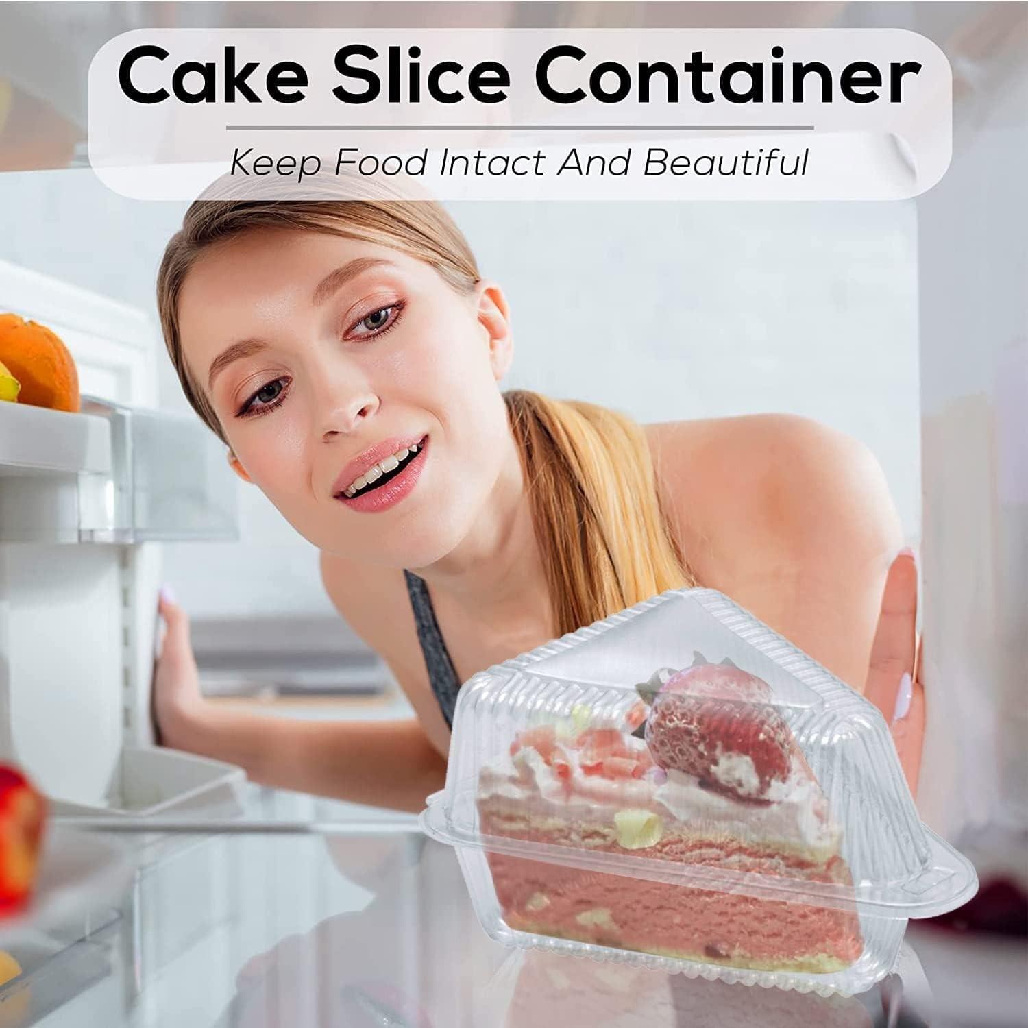 50/100pcs Cake Slice Containers, Triangle Cake Boxes, Transparent Plastic, Hinged Lid, Cheese Cake Removal, Flip Top Packaging, Bakeware