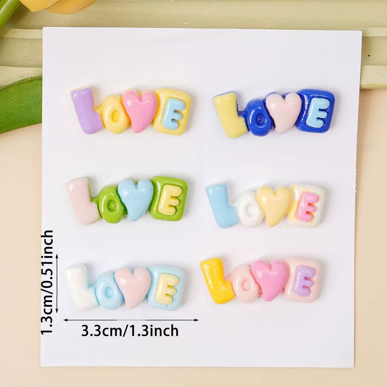 20 Random Colorful Love Heart Resin DIY Craft Supplies, Cup Stickers, Hair Clips, Jewelry Accessories, Creative Decoration Materials