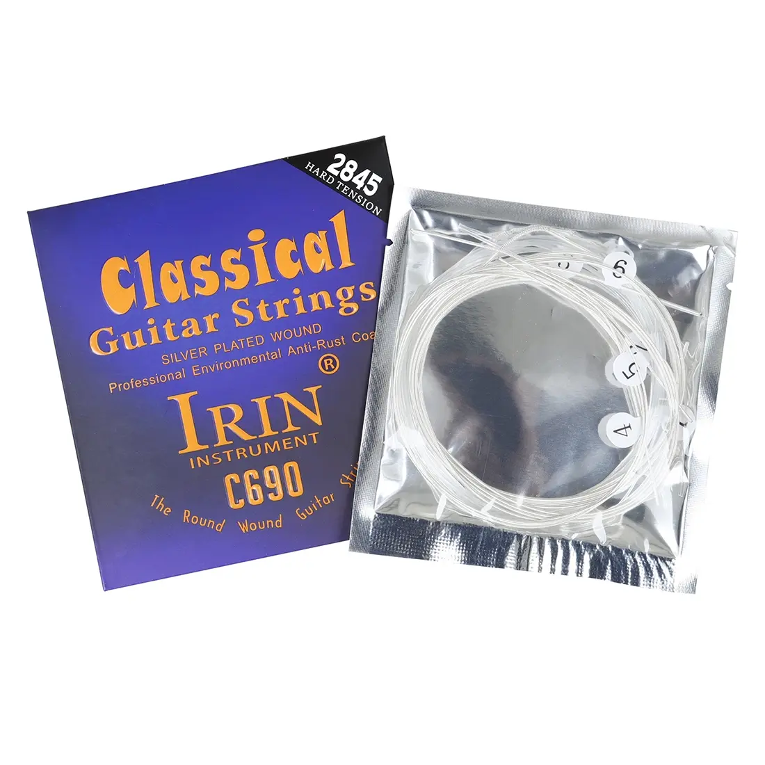 Irin C690 Classical Guitar Strings, Nylon + Silver Color Wound, 4 Strings, Ideal for Musical Performance, Durable & Reliable