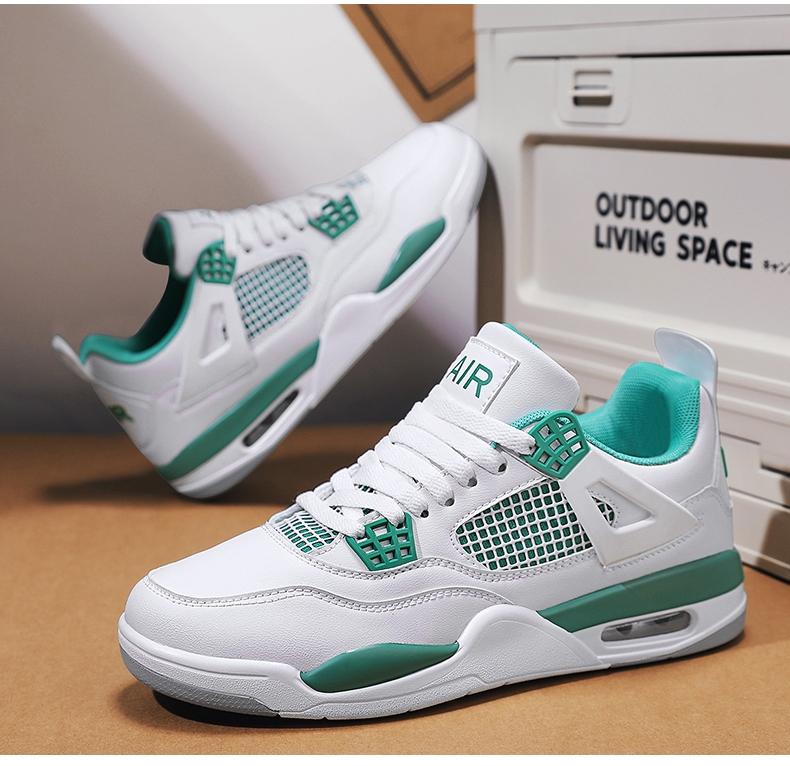 Breathable Leather Mesh Sport Shoes, Shock Absorption, Anti-Slip Sole, Unisex Basketball Shoes, Outdoor & Skateboarding Shoes