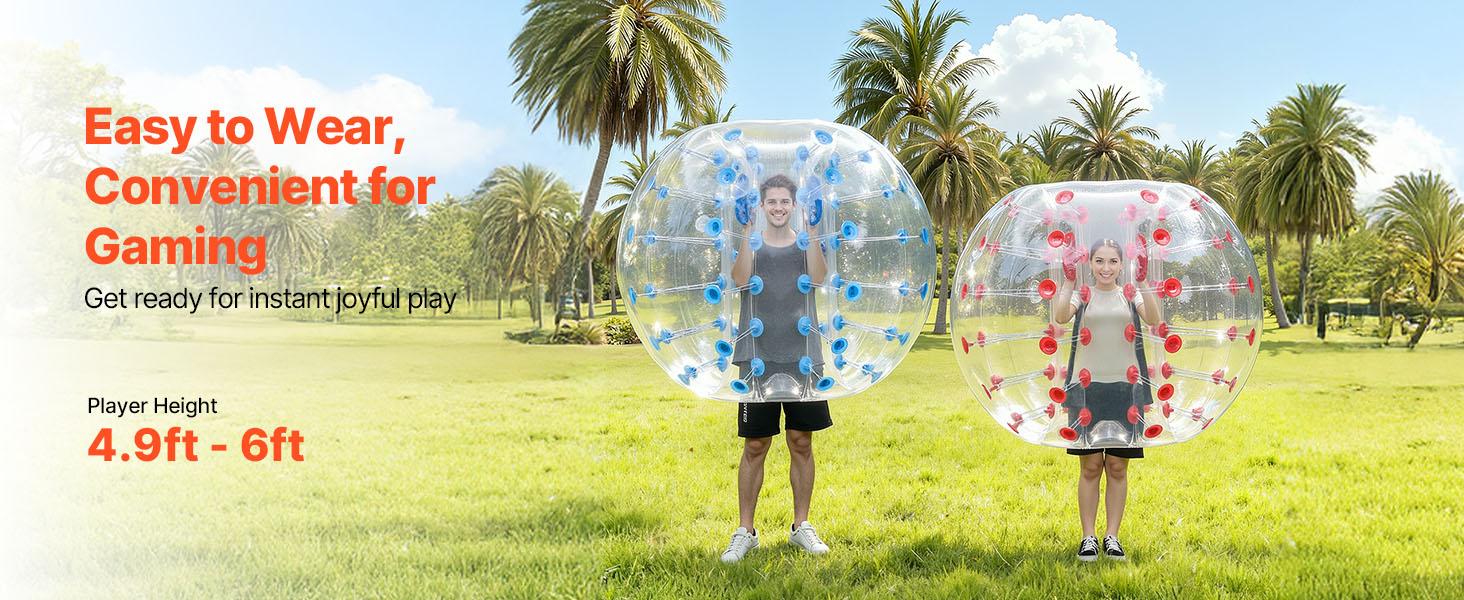 VEVOR Unisex 2-Pack Inflatable Bumper Balls, 5FT/1.5M Sumo Zorb with Adjustable Shoulder Strap, 0.8mm Thick PVC for Teens/Adults, Family/Friends Outdoor Sports Gaming