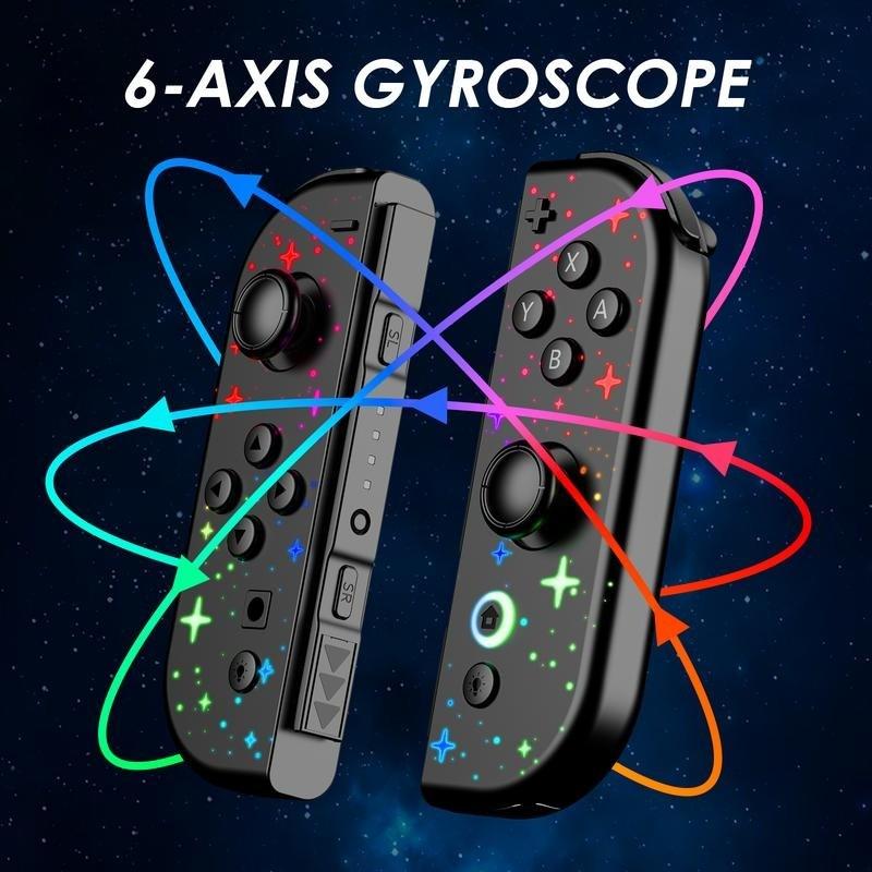 Wireless Controller Compatible with Switch Lite Oled, Dual Vibration Function Replacement Gamepad, Cool Wake-Up Switch Accessory