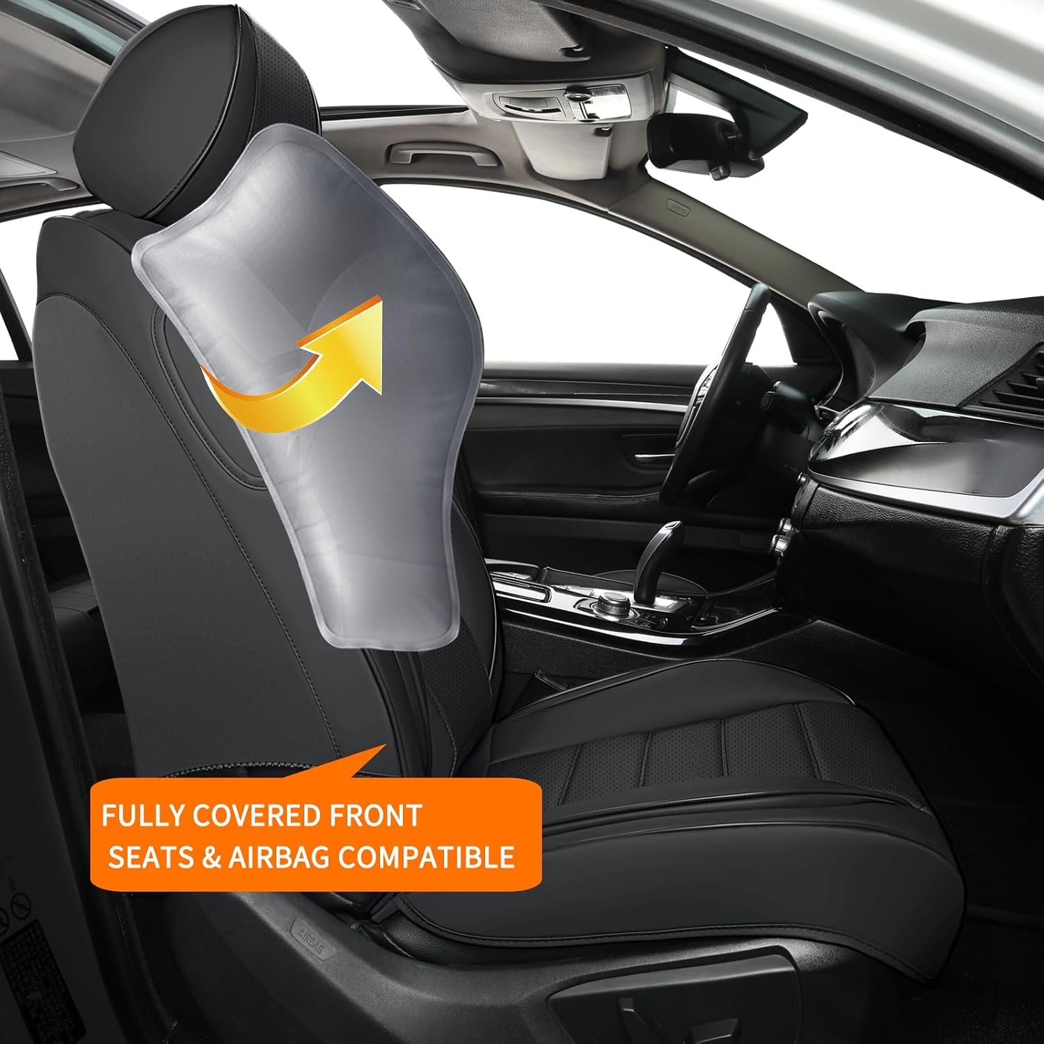 Seat s Full Set, 5 count  Leather Seat s for ,  Front and Rear Seat s Breathable Automotive  Seat  for  , SUVs, Sedans, Black