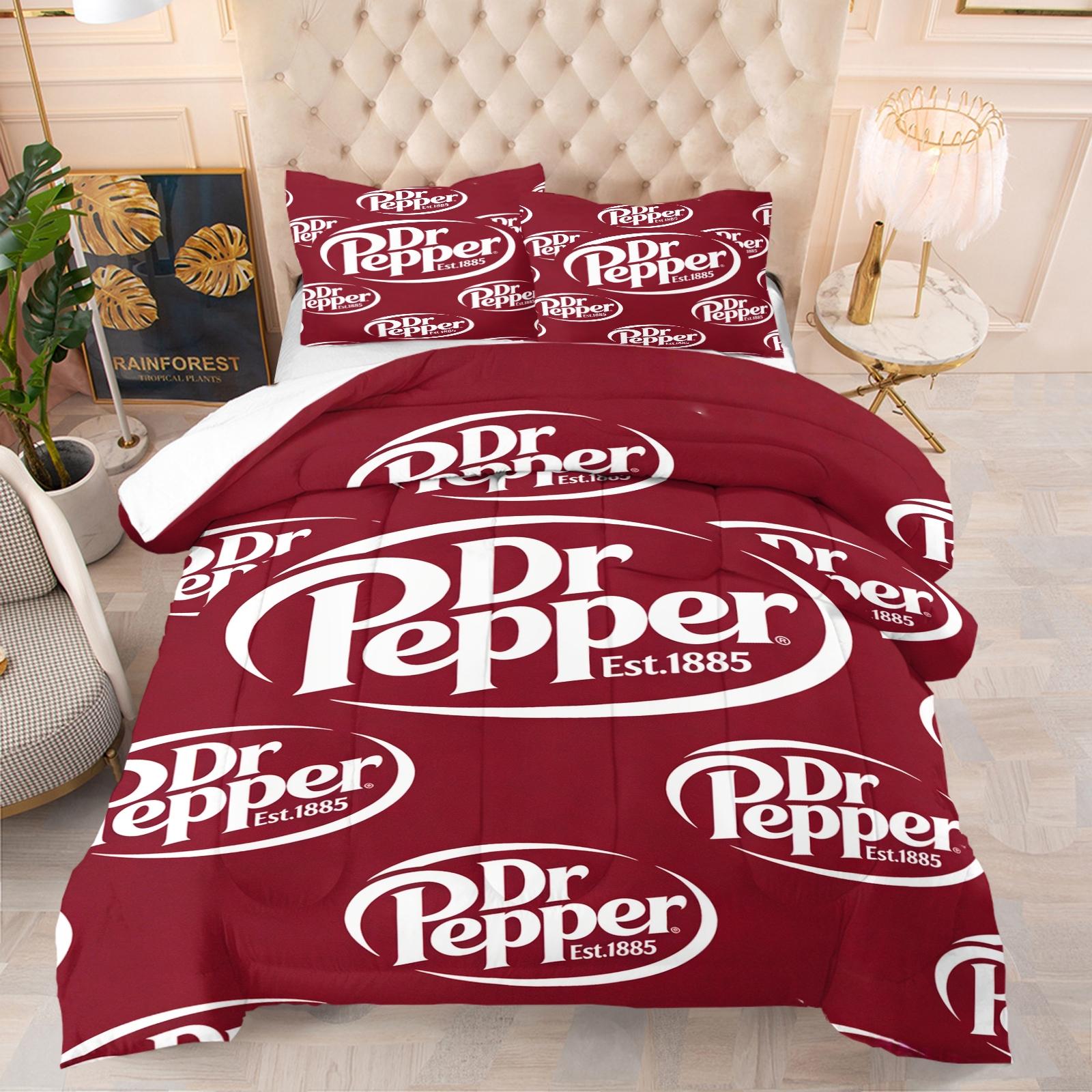 Dr.pepper Creative Design Quilt Set, Digital Print Bedding, Perfect for Young Adults' Bedroom Decor, Includes 1 Quilt and 1-2 Pillowcases
