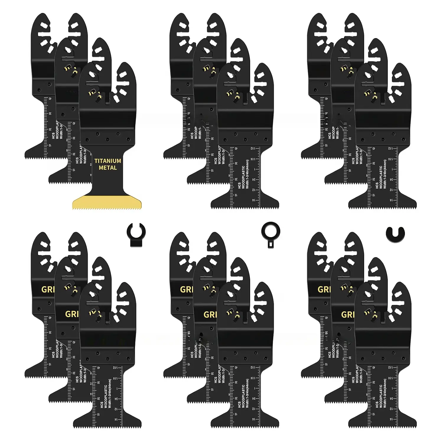 18PCS Universal Fit Multitool Blades Kit, Quick-Release Oscillating Saw Blades for Wood, Plastics, Metal (Inches, Millimeters Measurement Ready, Compatible with Dewalt, Milwaukee, Ryobi, Fein)