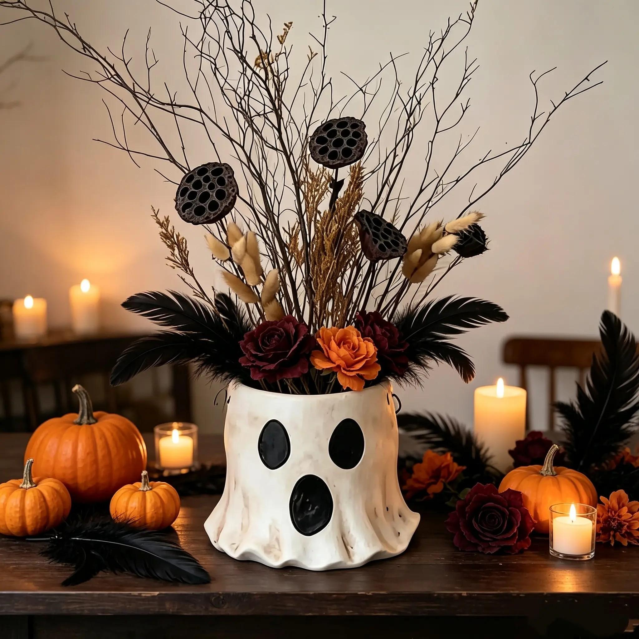 Halloween Ghost Planter Candy Bucket, Resin Decorative Flower Pot, Garden Decor, Indoor Outdoor Decoration, Party Decor, Atmosphere Maker, Home Gathering Gift