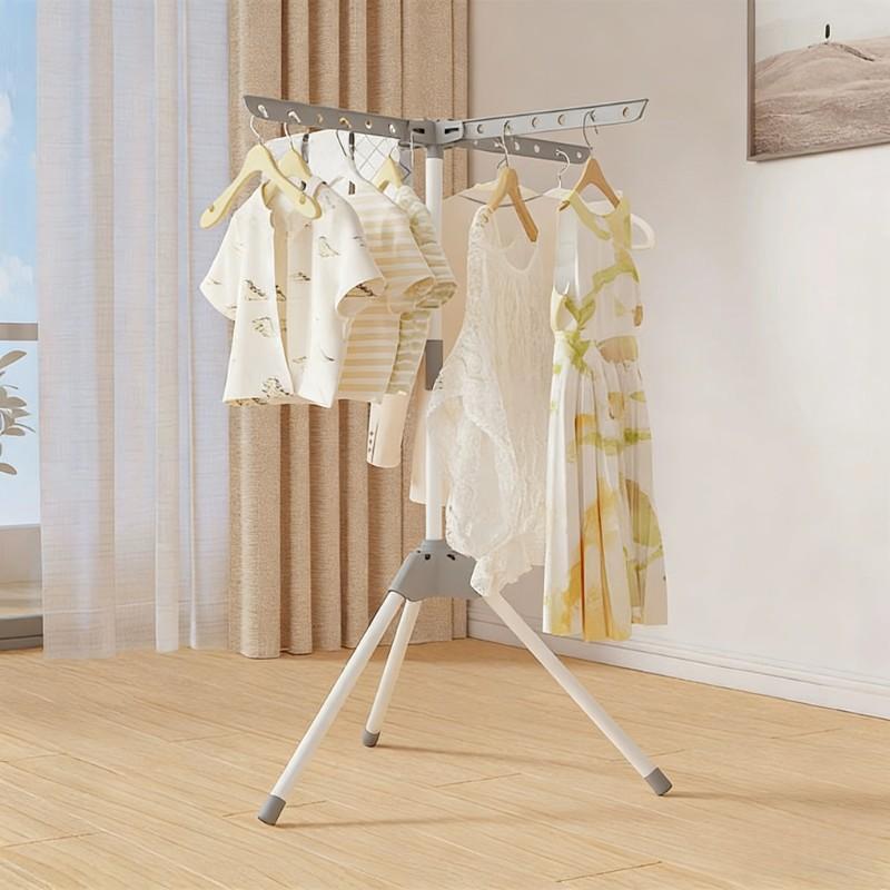 Foldable Multi-Layer Floor-Standing Clothes Rack, Multifunctional Towel Holder, Balcony Drying Rack, Simple Bedroom Storage Shelf
