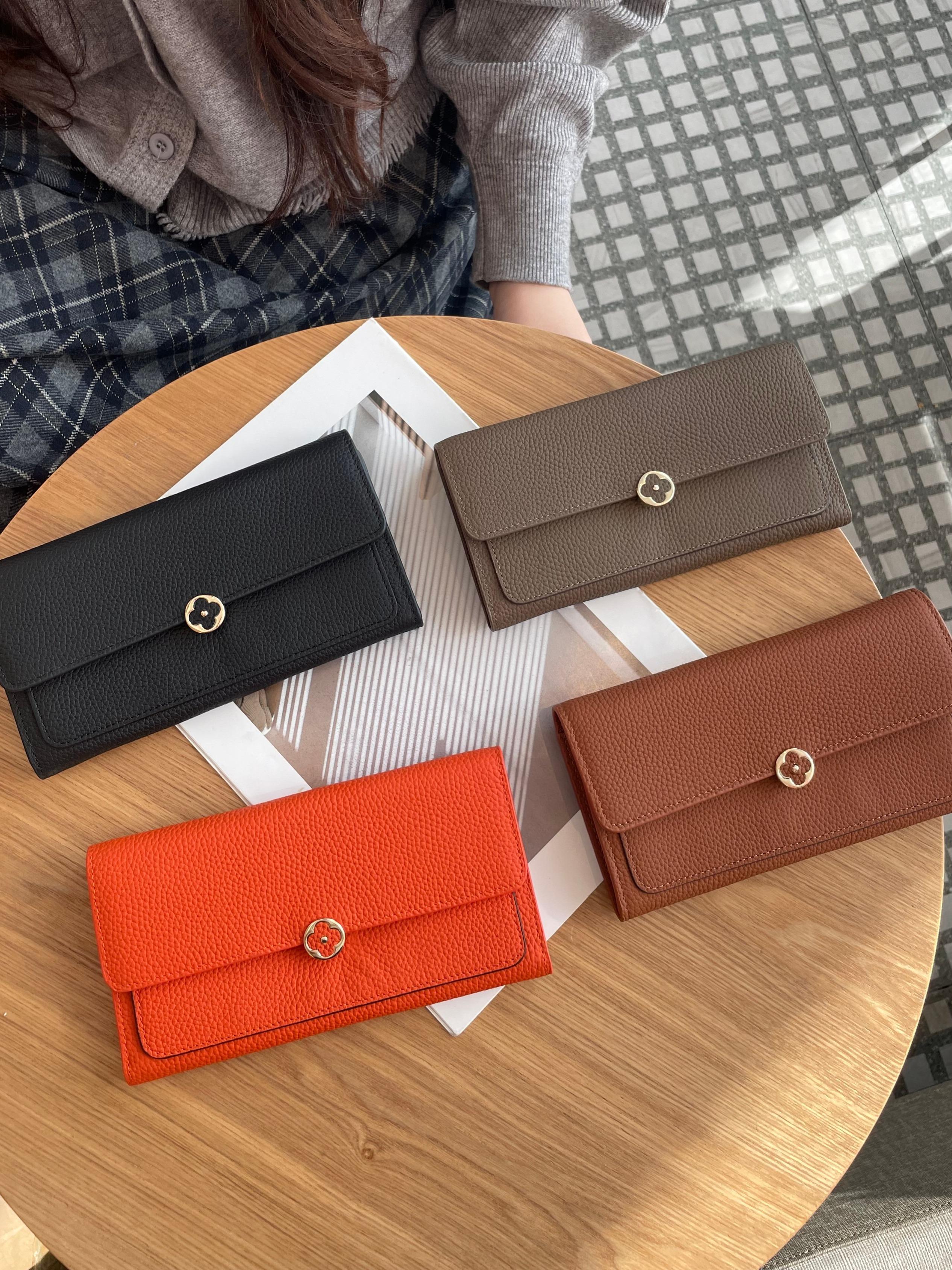 Women's New Full Leather Long Wallet, Cross-Border First Layer Cowhide Handbag, Genuine Leather Clutch Purse, Stylish and Durable