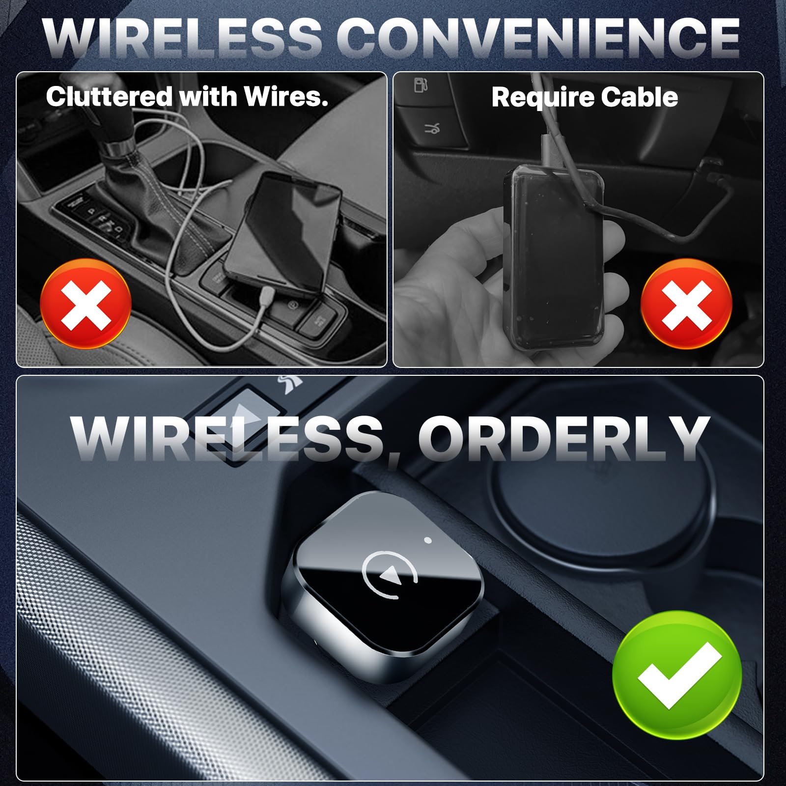 2026 Wireless CarPlay Adapter for Apple,for Android, Upgrade Wired to Wireless, Mini USB-C/Type-C Design, Plug and Play, No Delay Bluetooth+WIFI Stable Connection Car Play for iPhone, with Web App and OTA Updates