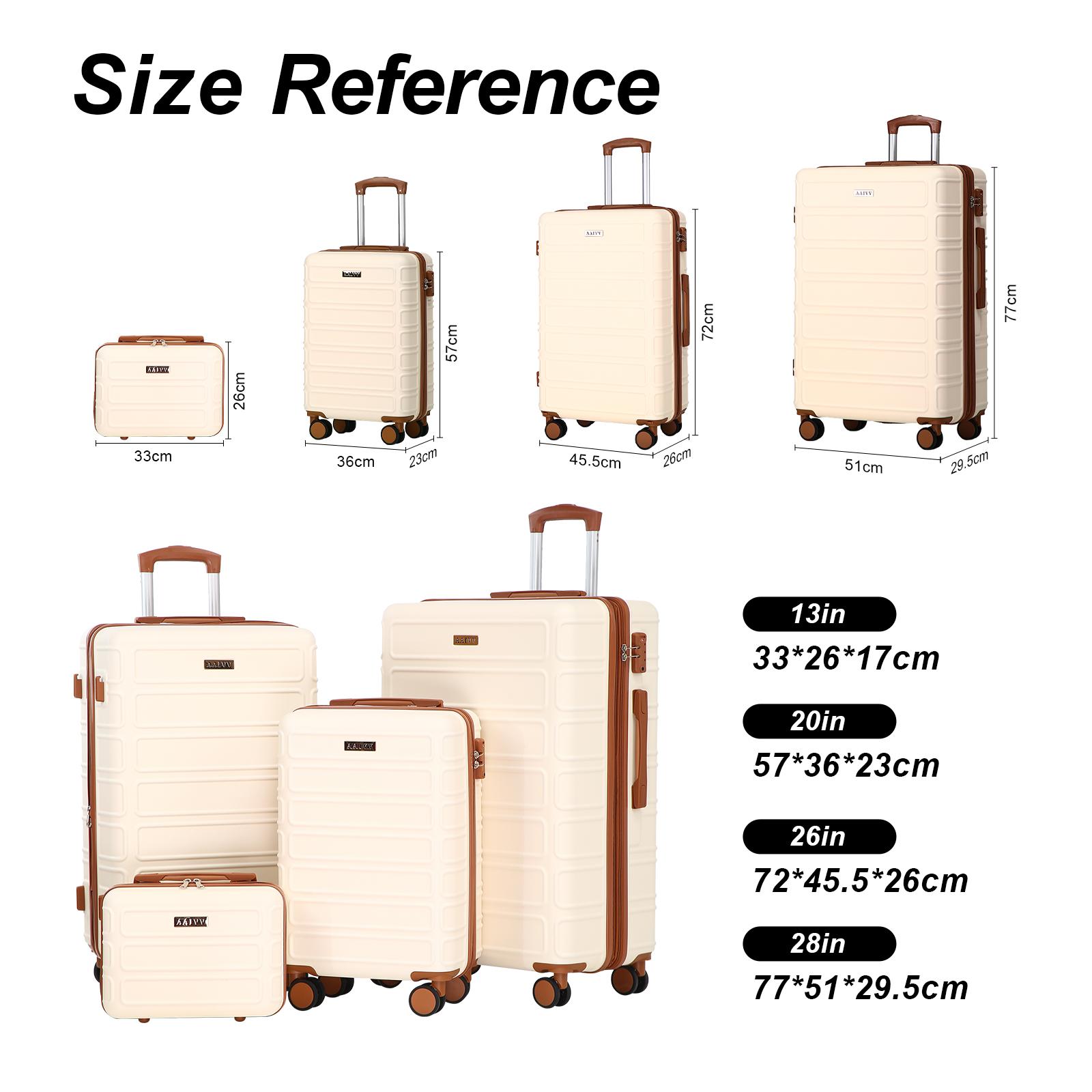 AAIVV 4 Piece Expandable Luggage Sets, ABS Travel Suitcase Set with Double Spinner Wheels, TSA Lock Hardshell Durable Traveling Bag Luggage Sets (13/20/26/28in) Gift for Back to School