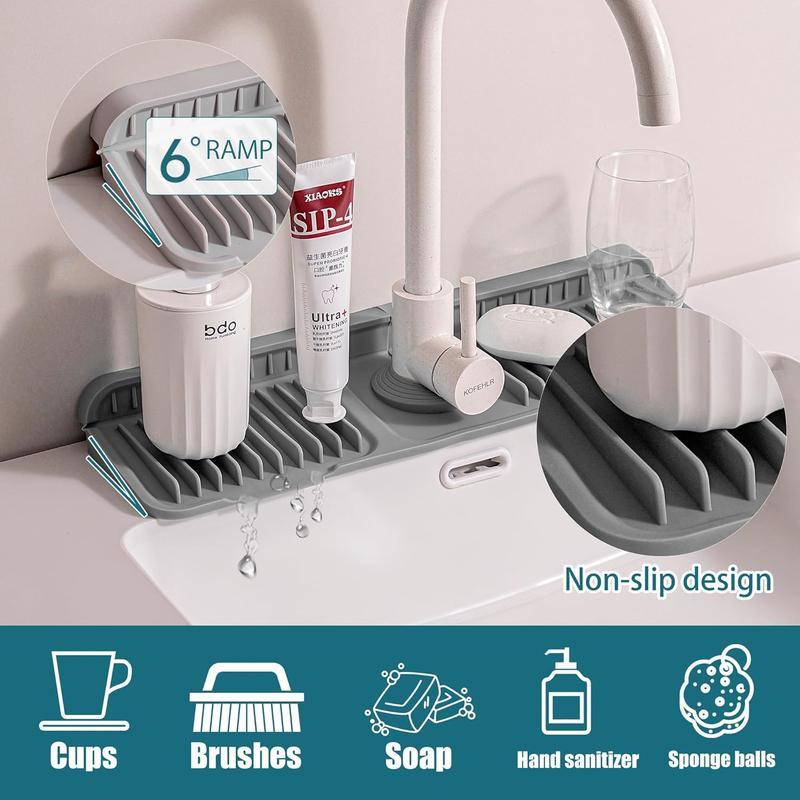 Silicone Faucet Splash Mat, Foldable Design Sink Sponge Draining Pad, Multi-application Splash Guard for Kitchen & Bathroom