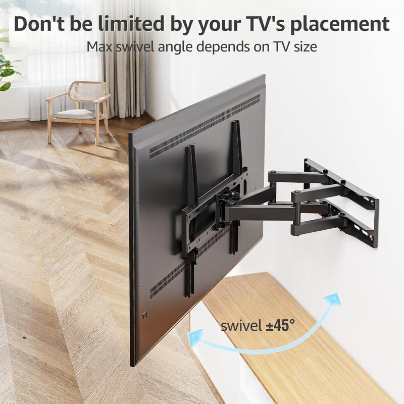 MOUNTUP 26"-65" UL Listed Full Motion TV Wall Mount, Fit 16" Wood Stud, Dual Swivel Articulating Arm Max VESA 400x400mm up to 88 LBS, MU0010-B