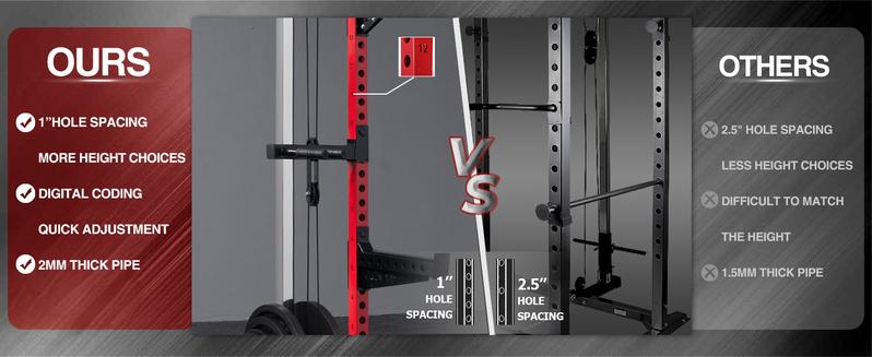 MIKOLO Power Cage, 2000LB Squat Rack, Dual Pulley Cable Crossover System, Multi-function Free Weight Home Gym Workout Machine with AttachmentsMIKOLO