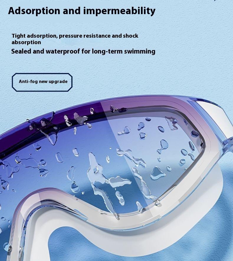 New Gradient Electroplated Swimming Goggles Large Frame HD Waterproof Anti Fog Unisex Adult Swim Glasses Set Comfort Fit UV Protection Wide Vision