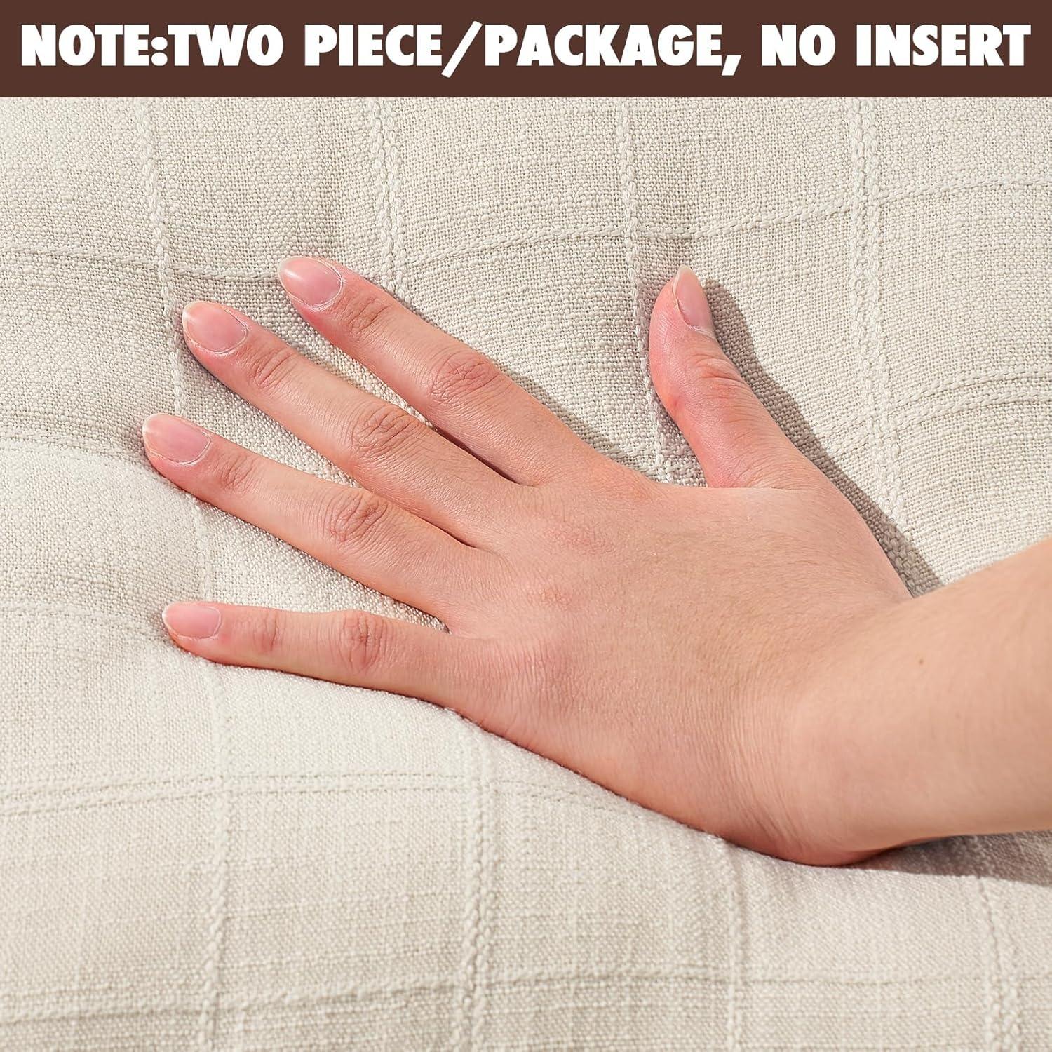 2Pcs Throw Pillow Covers Plaid Neutral Farmhouse Vintage Decorative Pillow Cover 45x45cm Square Boho Modern Pillowcase for Sofa Couch Living Room