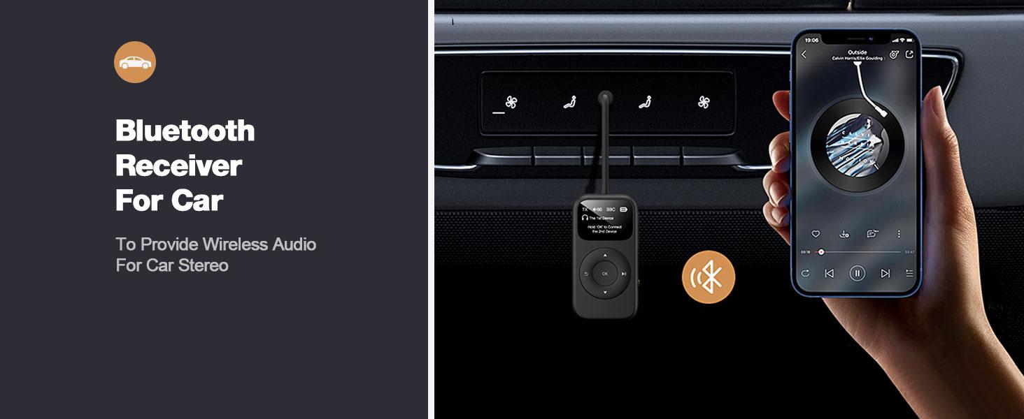 SoundSync Pro Bluetooth Transmitter & Receiver for Airplane, Easy Setup Bluetooth Audio Transceiver for 2 BT Devices, Volume Control, RCA for TV