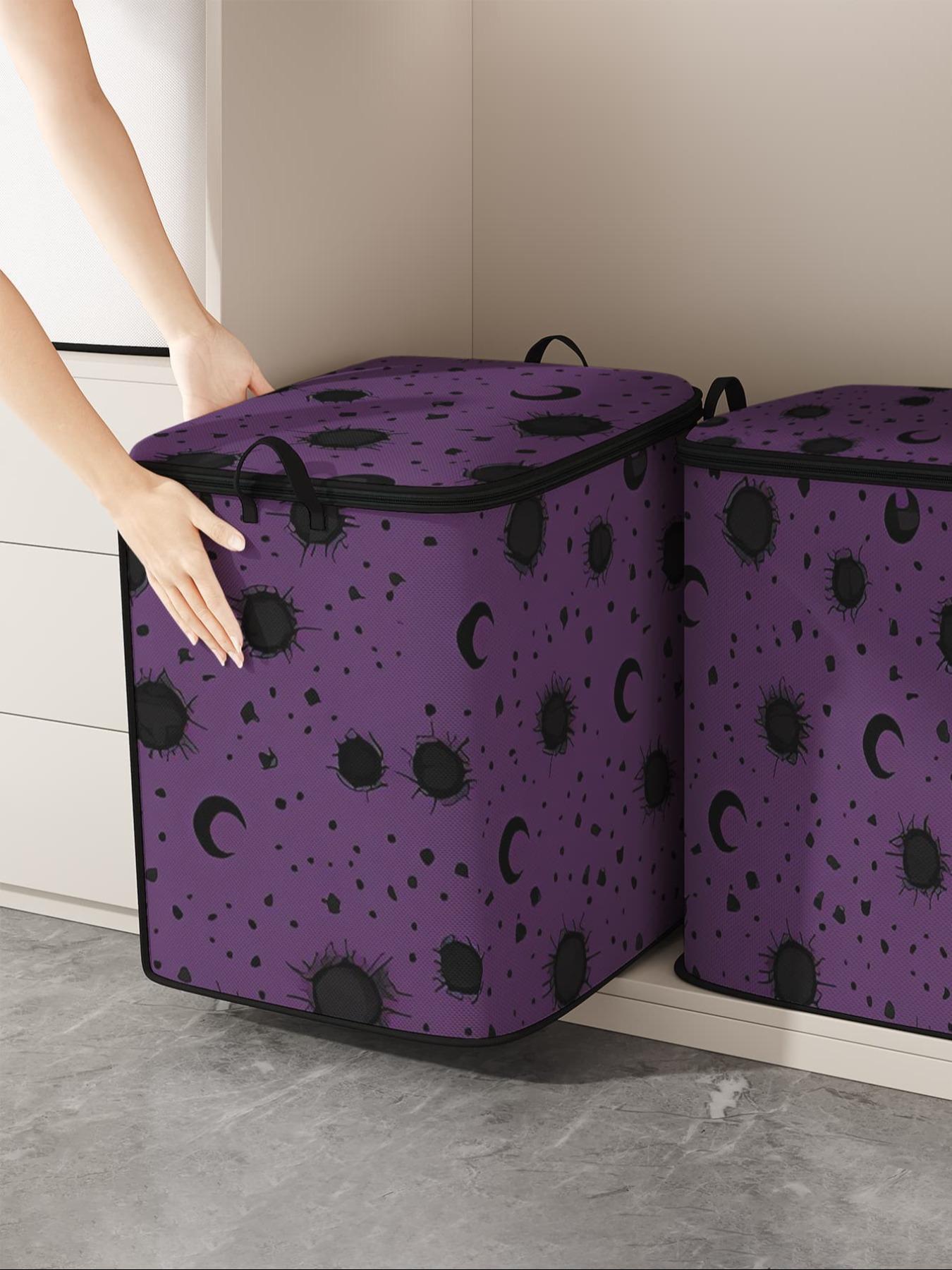 Sun & Moon & Star Print Travel Organizer, Durable Quilt Storage Bag with Handle, Bedding Organizer for Home Bedroom Living Room