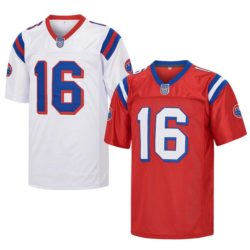 Men's American Football Jerseys #16 Movie Sports Jersey Shane Falco The Replacements Shirt Embroidery For Party Gameworn Jersey Coach Prime Red White S-3XL Polyester V-neck Mesh Ventilation Sports Top Competition Day Training Clothing