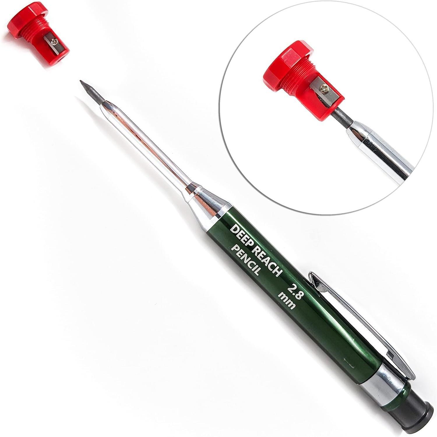 2.8 mm Deep  Metal Carpenter Pencil, 36 Refills, 6 Colors | 40 mm , 6 mm width, -in Sharpener, Construction, Shop, Glass, Machine, Indoor, and Outdoor