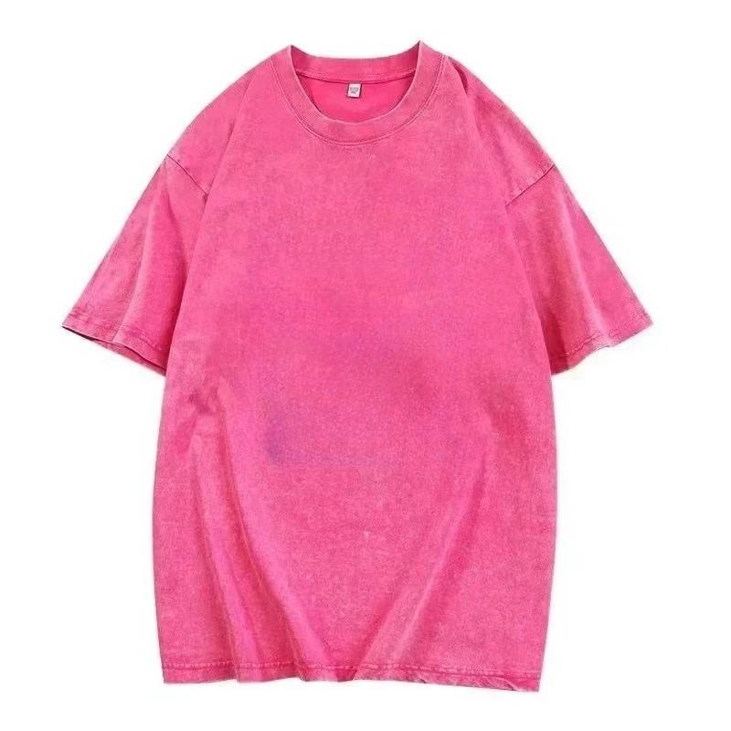 3 Pack Acid Wash Unisex Oversized Cotton T-Shirt Crew Neck Half Short Sleeve Summer Top Casual Loose Fit Solid Streetwear Comfortable Tees Basic Womenswear Shortsleeve Tshirt
