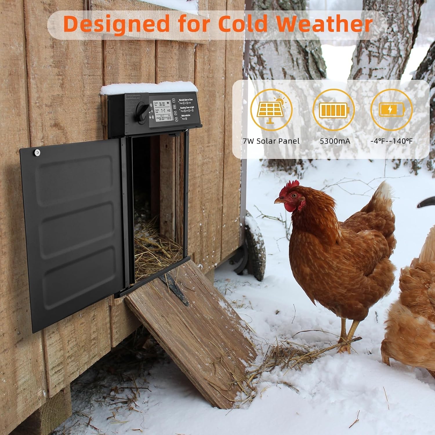 Solar-Powered Automatic Chicken Coop Door, Timer & Light Sensor Pivot Gate, Anti-Collision Auto Chicken Door, Efficient Farm Access Solution
