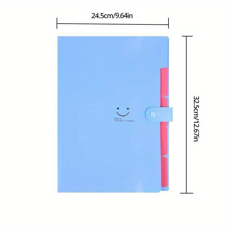 1pc Blue A4 File Folder Multi Layer Storage Bag Student Test Paper Desktop Organizing Tool School Stationery Office Folder