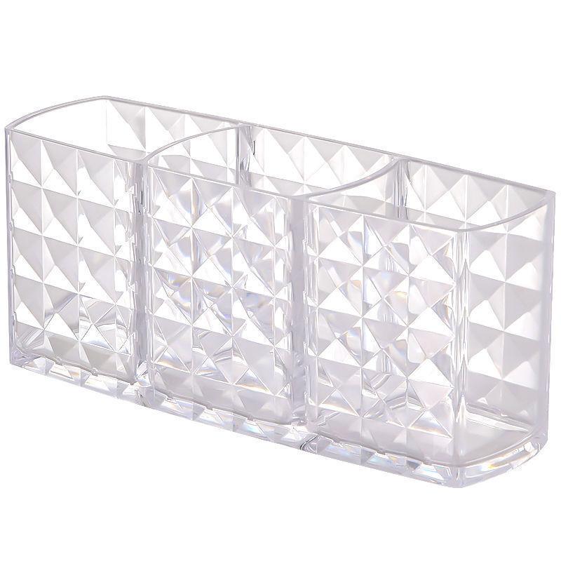 Transparent Makeup Brush Organizer, Large Capacity Cosmetic Storage Box, Modern Design for Vanity and Bathroom, Elegant and Functional
