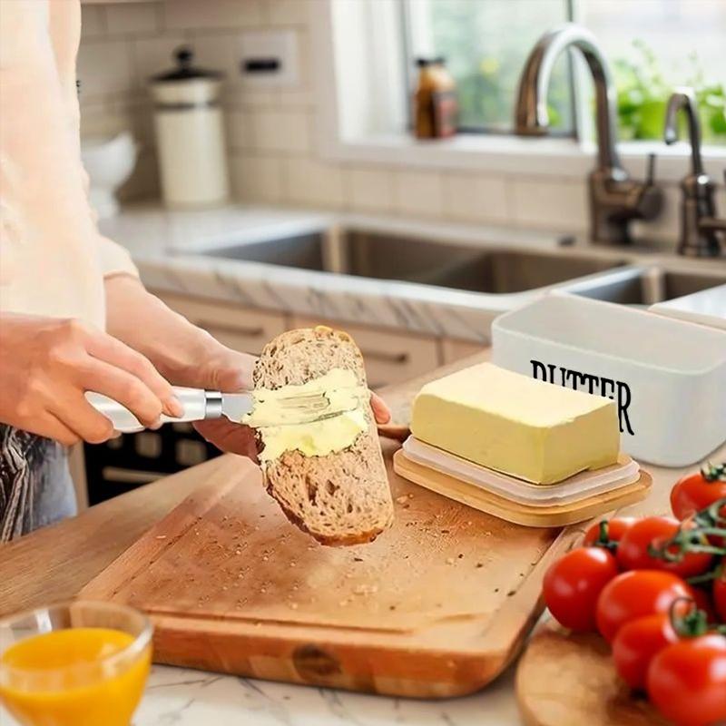 Ceramic Luxury Large Butter Dish - Countertop Keeper with Lid, Knife, High-Quality Silicone Sealing, and Easy-Clean Design - Perfect Kitchen Gift for Butter Lovers