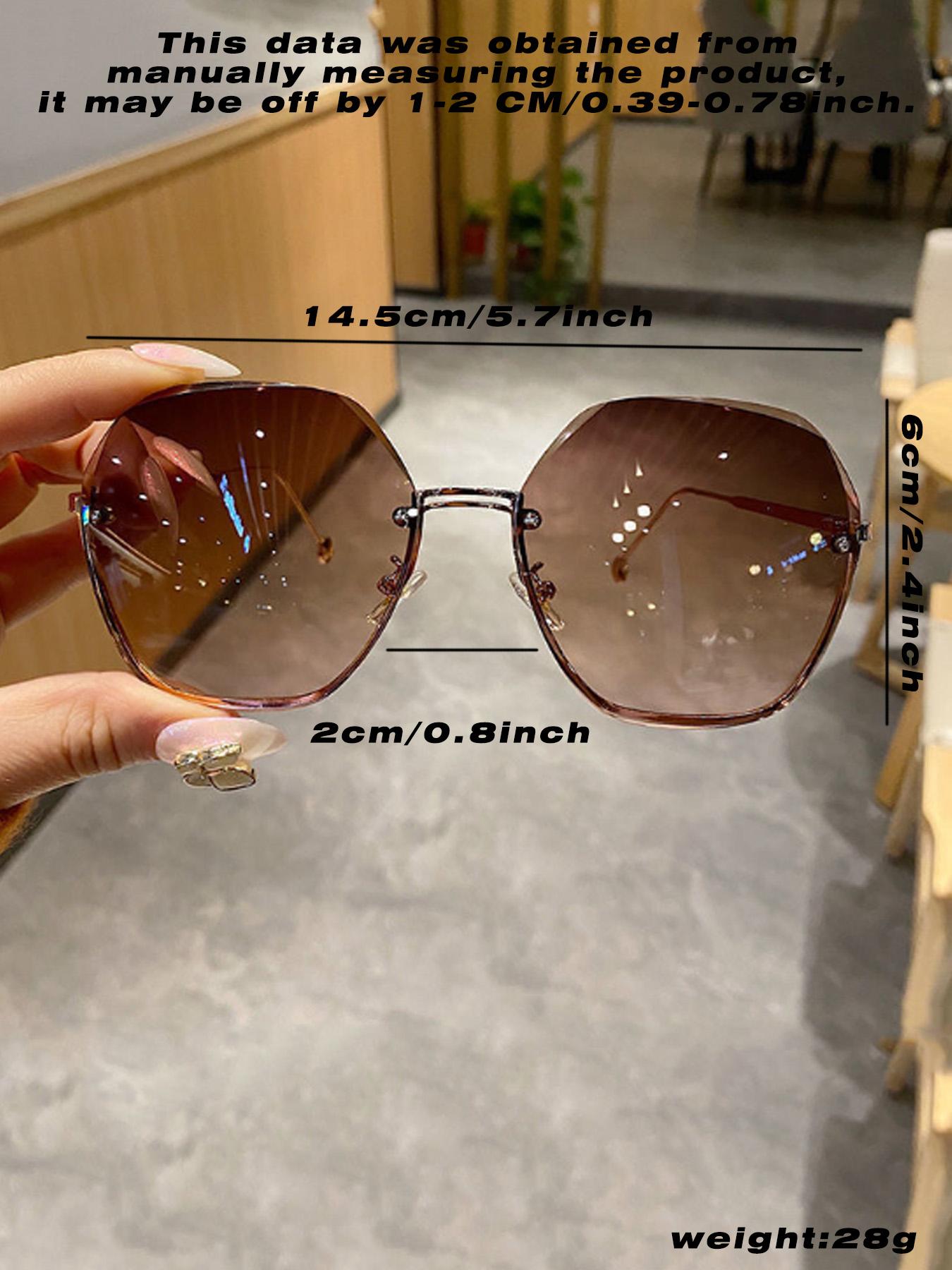 Unisex Minimalist Geometric Sunglasses (1 Pair), Trendy Vintage Rimless Sunglasses for Everyday Use, Fashionable Versatile Accessories for Outdoor Activities, Trendy Casual Sunglasses
