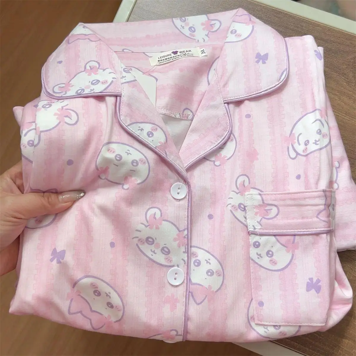 Cartoon Chiikawa Momoga Hachiware Spring Autumn Homewear Usagi Kawaii Long Sleeves Long Pants Comfort Soft Cute Student Pajamas