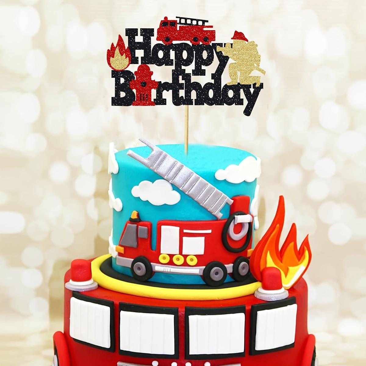 1 Firefighter-themed Birthday Party Cake Decoration