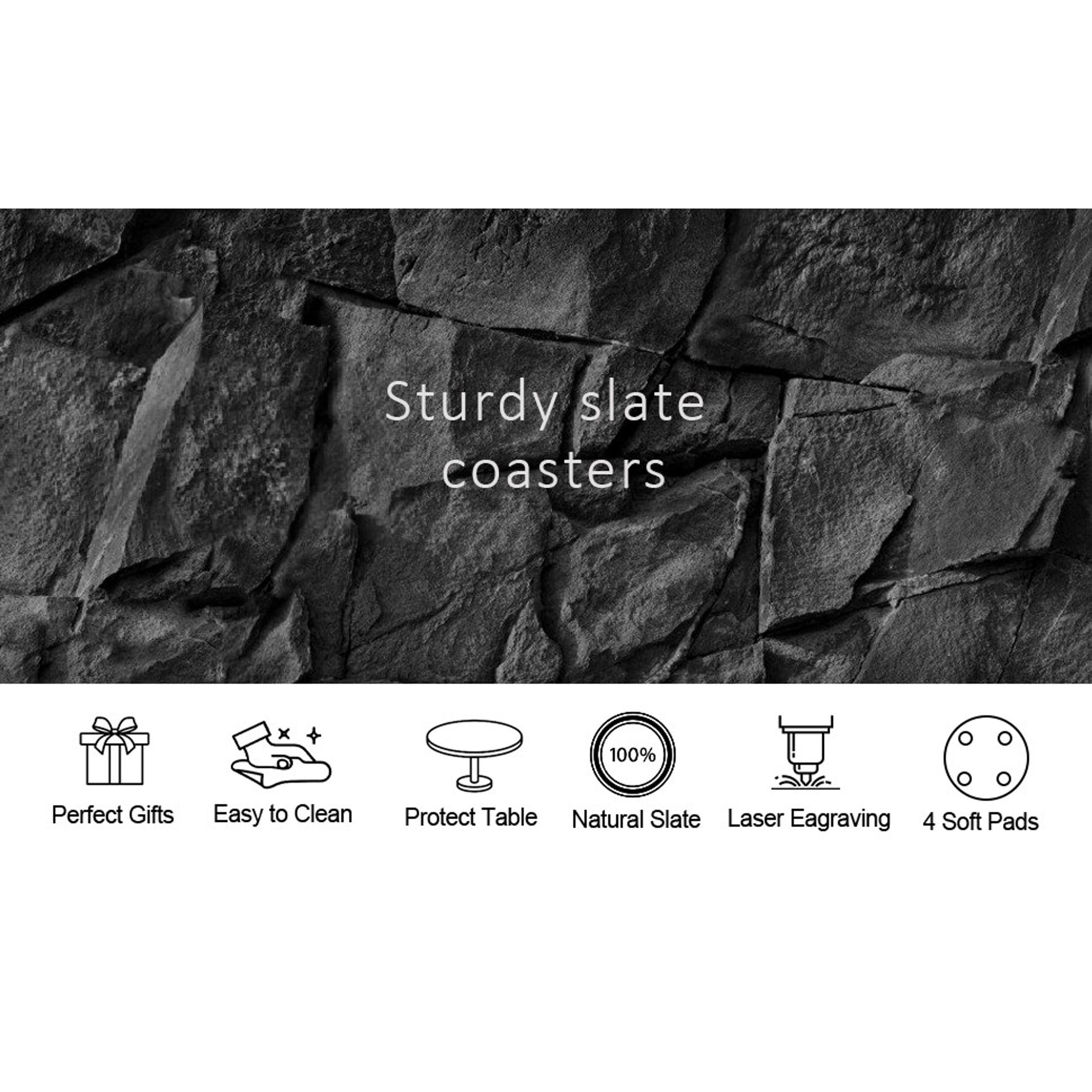 68 Pcs Slate Coasters, 4 inch Black Stone Coaster Set, Square | Laser Engraving Blanks with Anti-Scratch Bottom, Perfect for use in Your Home, Office, Kitchen,bar or Anywhere.