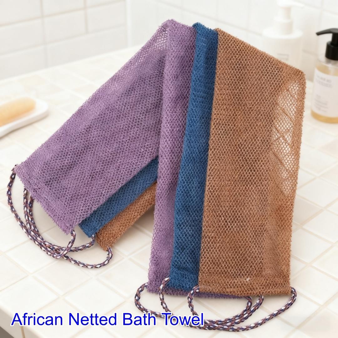 1 PC African Net Long Net Bath Exfoliating Shower Body Scrub Cloths, Lightweight Reticulate Sponge, Effective Skin Care Tool, Perfect for Everyday Use, Exfoliating Mesh, Exfoliating Net Loofah, African Net Sponges, Exfoliating Shower Scrubber