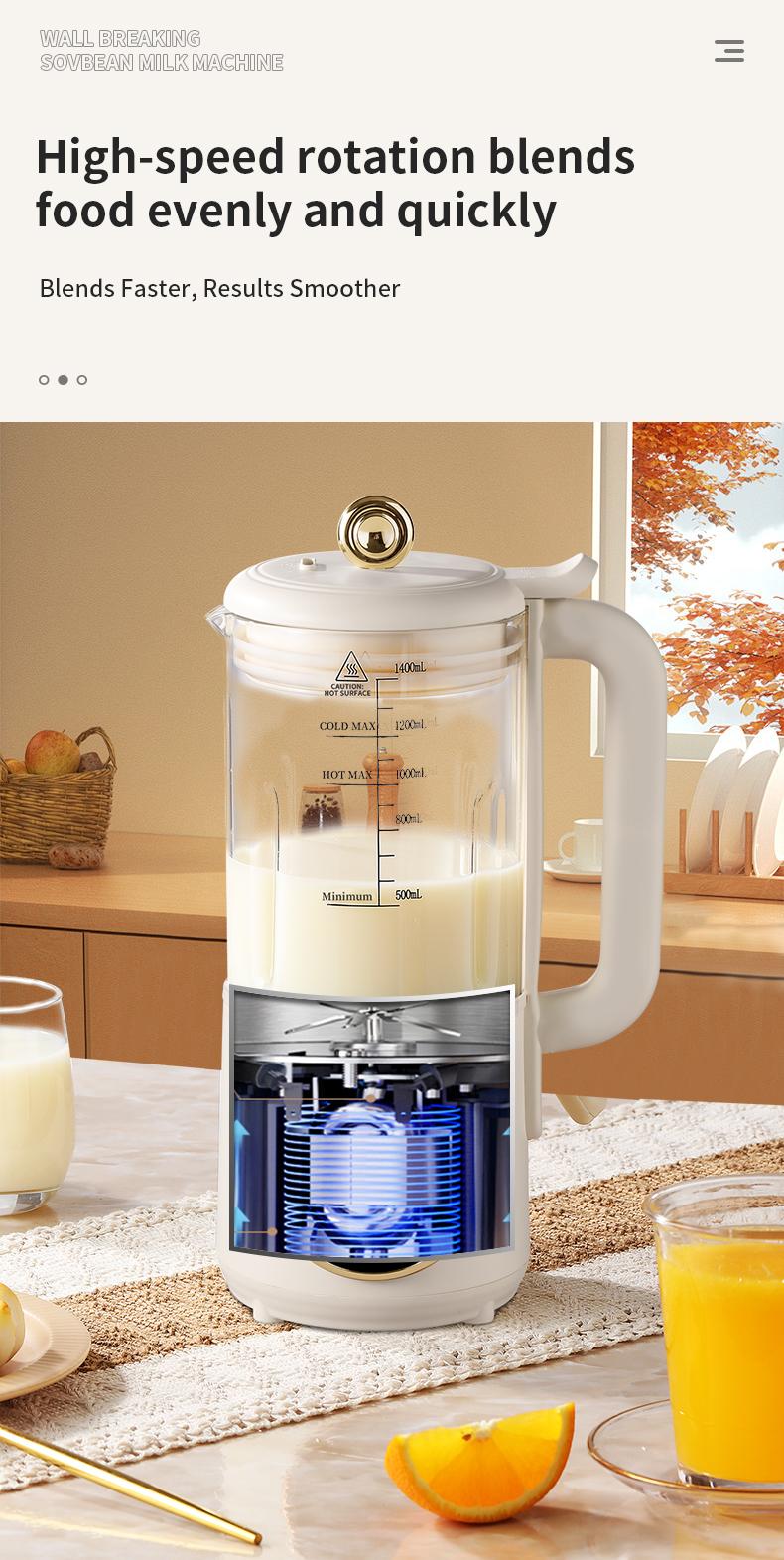 Multifunctional Soy Milk Maker with Timer Keep Warm Self Cleaning Juice Soy Milk Jam Making Functions 24 Hour Delay Start 7 Programs