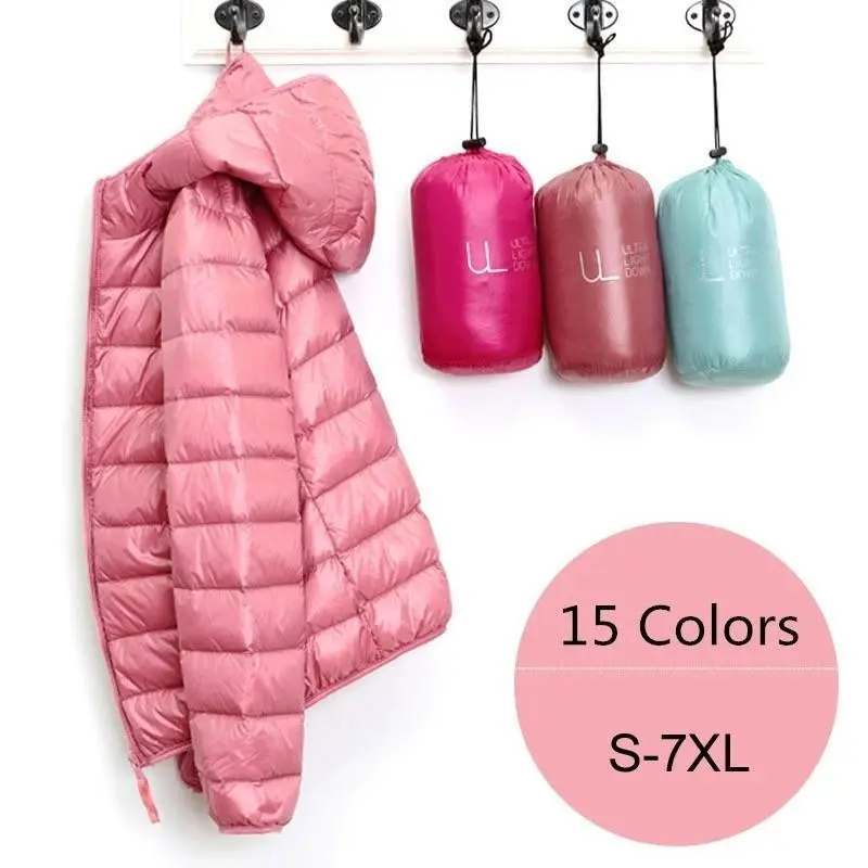 Women Puffer Jacket 15 Colors Plus Size 5XL 6XL 7XL Ultra Lightweight Packable Hooded Down Coat