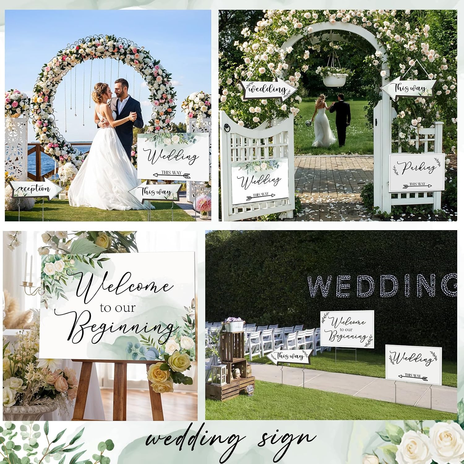 11 Pack Wedding Signs for Reception, Welcome to Our Wedding This Way Signs