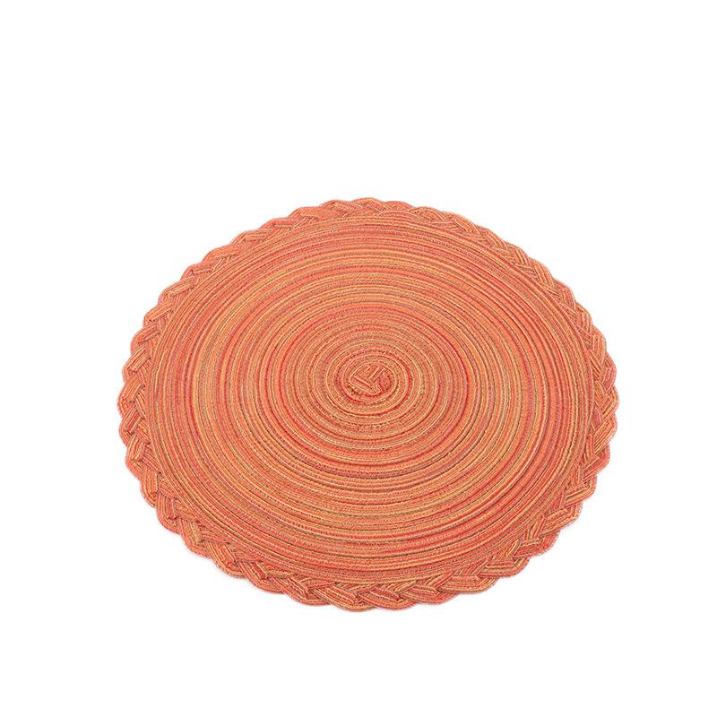 15 inch/38cm Round Placemats Set of 4 Boho Woven Braided Border Table Mats Washable Heat Resistant Circle Place Mats, Natural Style Woven Cotton Placemats for Dining Table  Party Holiday Banquets