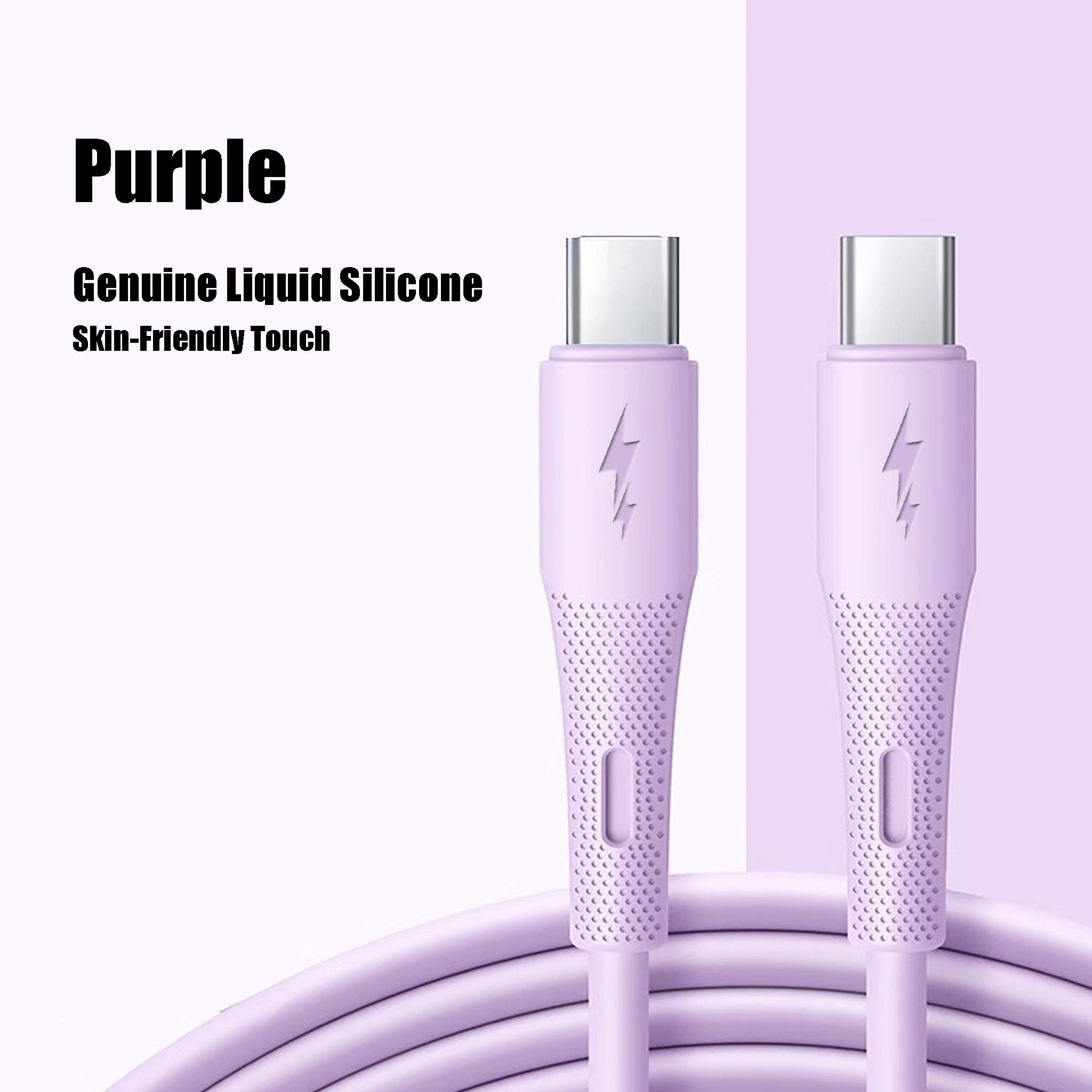 60w Dual Type-C Fast Charging Cable, Liquid Silicone Quick Charge Line for iPhone 17/16/15 Series, Samsung Xiaomi Huawei Phones