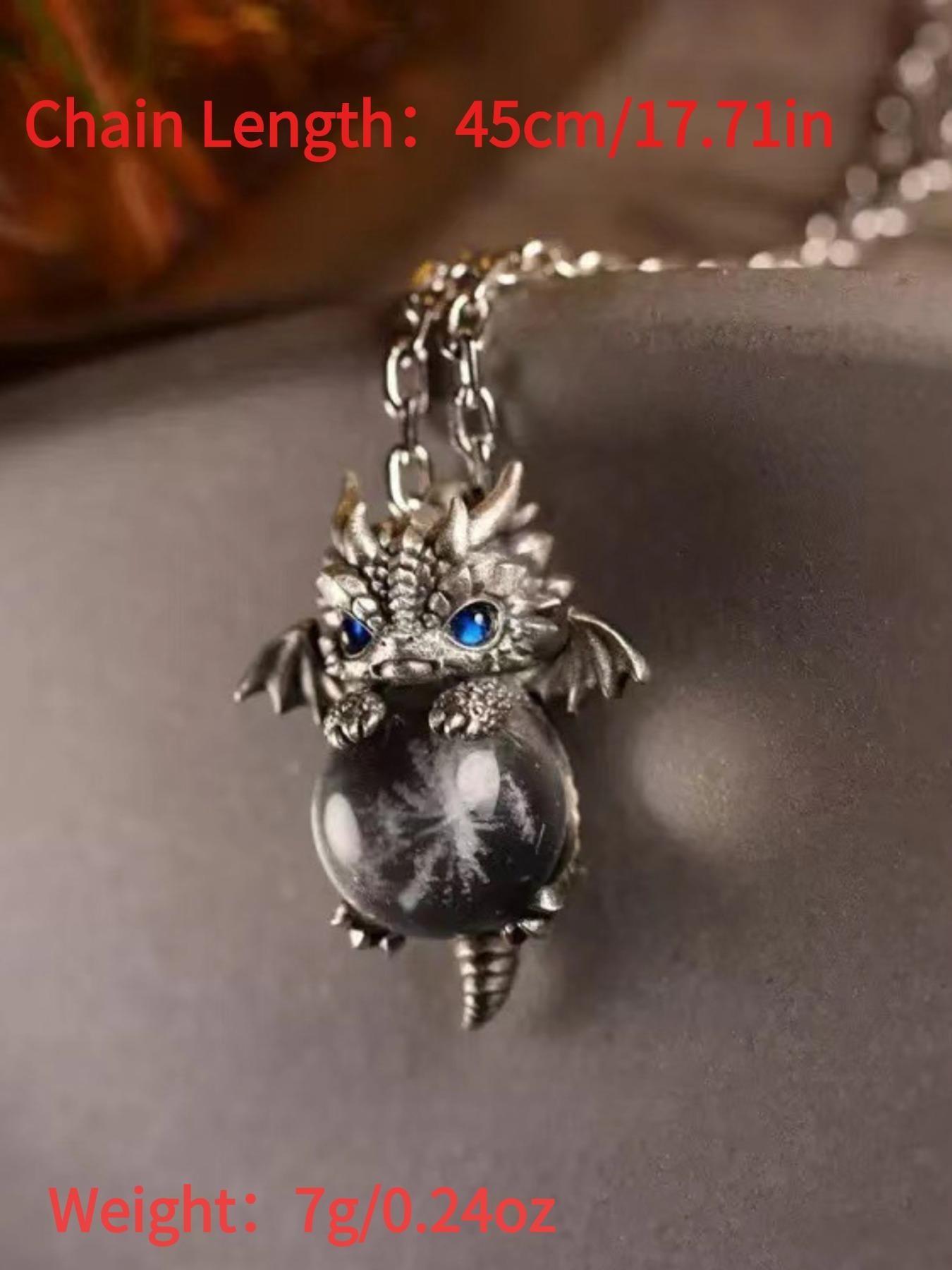 Dragon Year Zodiac Necklace, Retro Birth Year Pendant, Cute Dragon Design, Silver Color Chain, Birthday Gift, Couple Jewelry