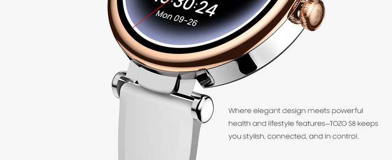 TOZO S8 AMOLED Smart Watch Women 1.32" HD Bluetooth Call Text, 100+ Sports Modes Sleep Stress Tracker, Waterproof Rose Gold Gift for Her TOZO S8 AMOLED Smart Watch Women 1.32" HD Bluetooth Call Text, 100+ Sports Modes Sleep Stress Tracker, Waterproof Rose Gold Gift for Her