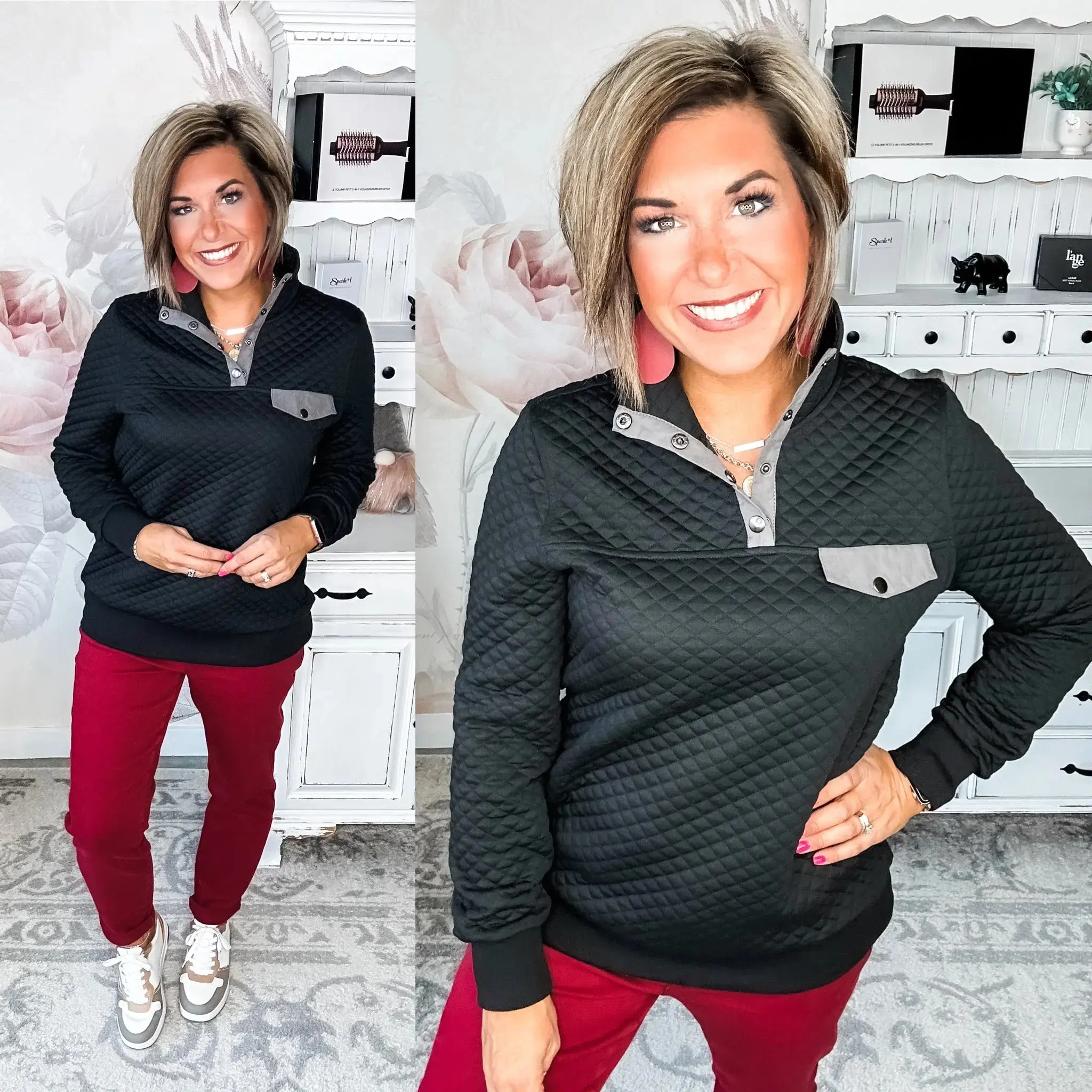 Quilted Pullover - Black Quilted Pullover - Black