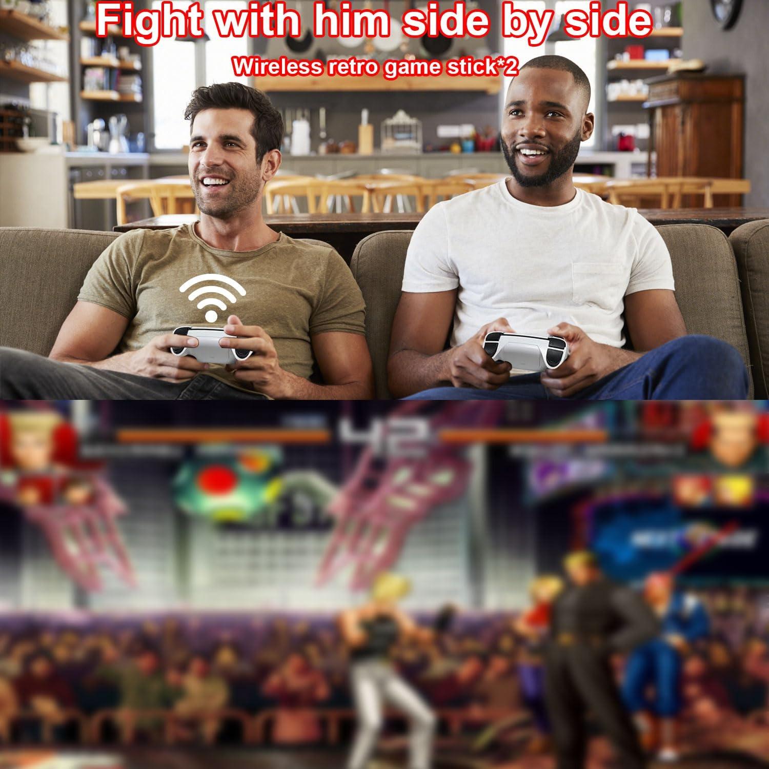 Wireless retro game console, retro game stick with over 20,000 games, 23 emulators, 64GB, Wireless Gaming Console, Retro Game Stick Pro with dual 2.4GHz wireless controllers, plug-and-play TV video games