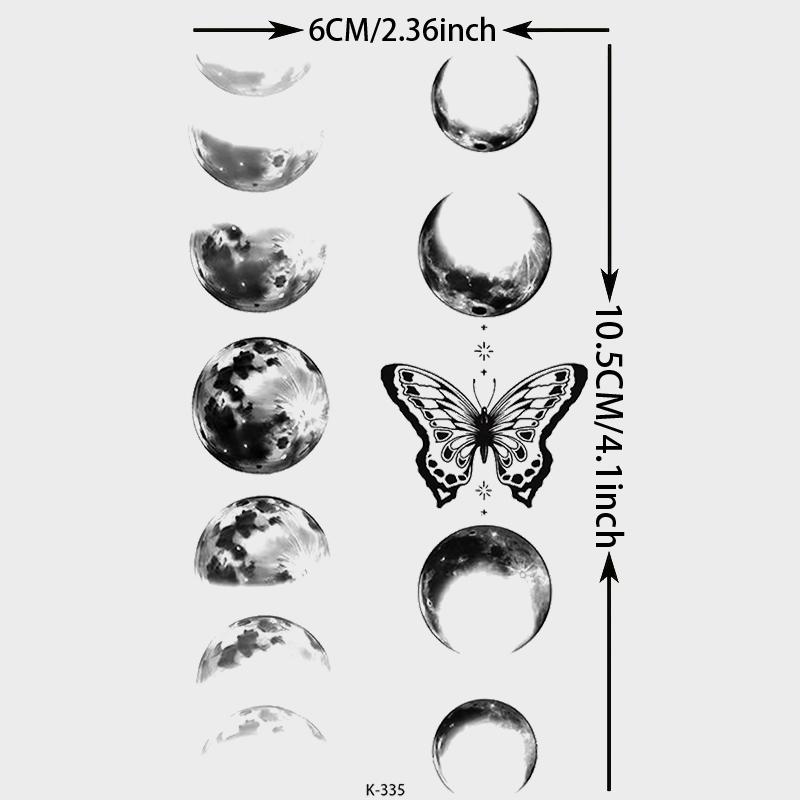 15 Temporary Planet Tattoo Stickers Set, Waterproof Moon Floral Butterfly Astronaut Designs, Unisex Body Art for Cosplay & Fashion Accessories