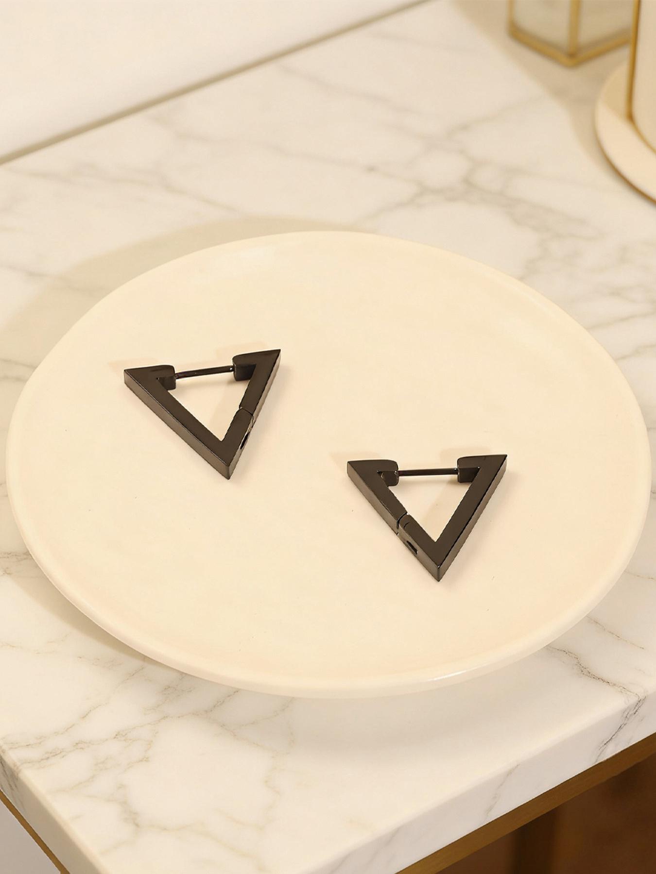 2 Pairs Stainless Steel High Polish Asymmetric Earrings, Triangle Heart Studs for Couples, Daily Wear, Various Festival