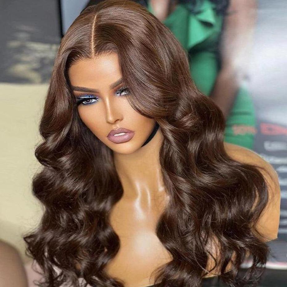 Bling Hair 180 Density 30 32Inch Chocolate Brown Color 13x6 Body Wave Lace Front Wig 13x4 Hd Transparent Lace Frontal Human Hair Wig For Black Women